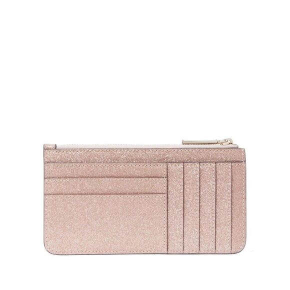 Kate Spade Wallet Tinsel Boxed Large Slim Card Holder in Glitter, Rose Gold - Picture 13 of 14